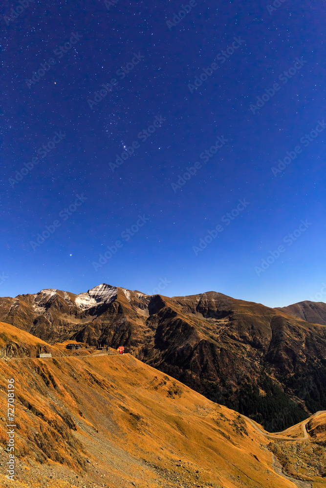 starry night sky in the Fagaras mountains