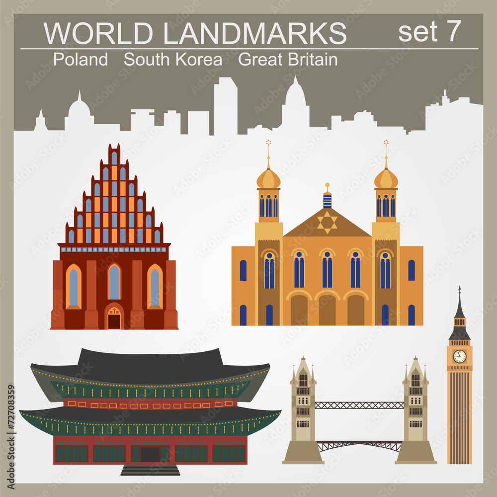 Fototapeta premium World landmarks icon set. Elements for creating infographics