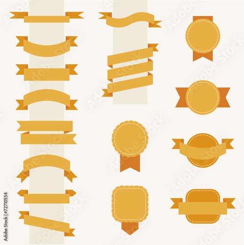 Vector ribbons and labels set.