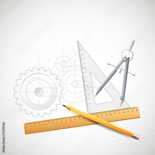 Vector illustration with drawing and drawing tools
