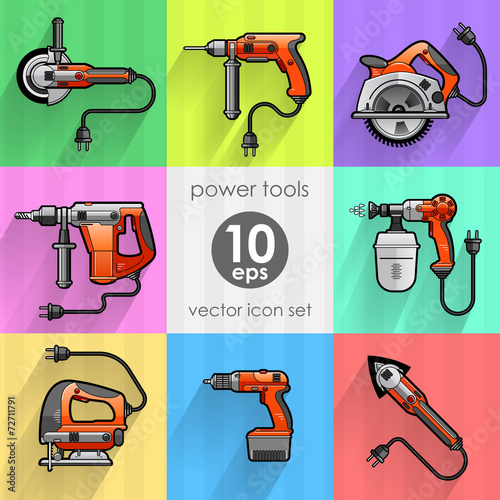Power tools. Icons set