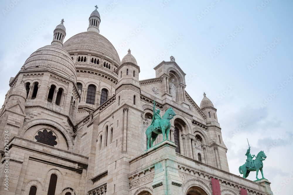 Sacre Coeur Basilica, large medieval cathedral, Paris, France