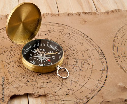 old maps and compass