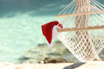 Hammock on a tropical beach resort in christmas holidays
