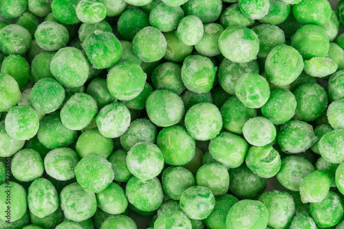 Close up of frozen Green Peas.
