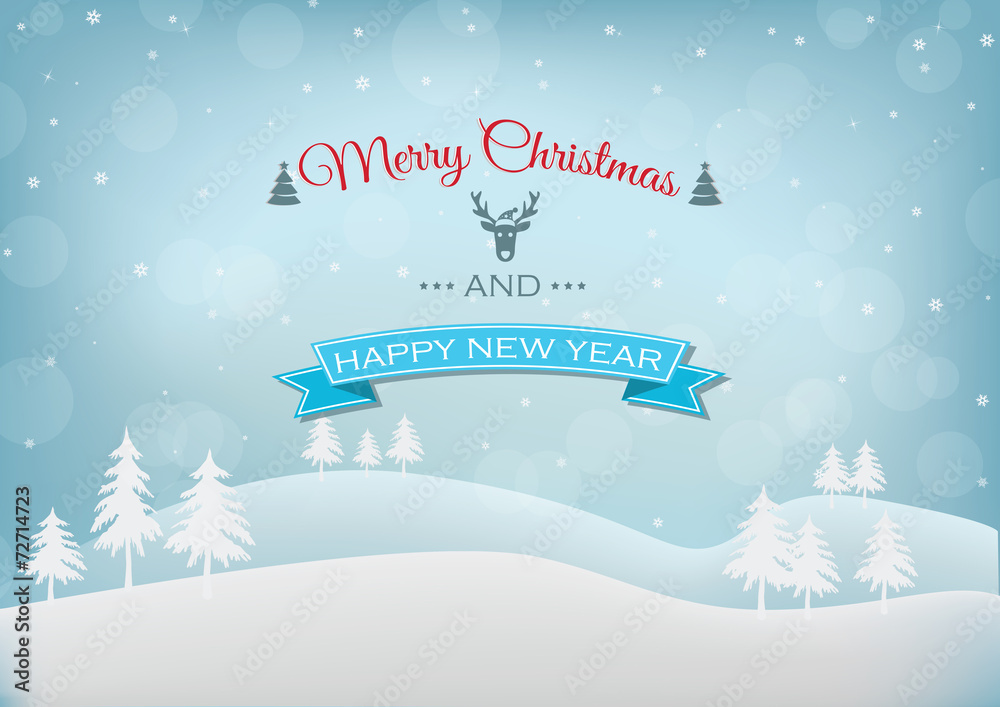 Christmas and New year greeting card