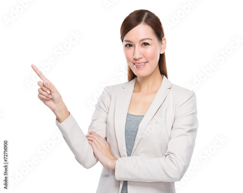 Businesswoman with finger point up