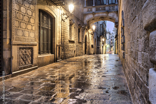 Narrow street in gothic quarter, Barcelona