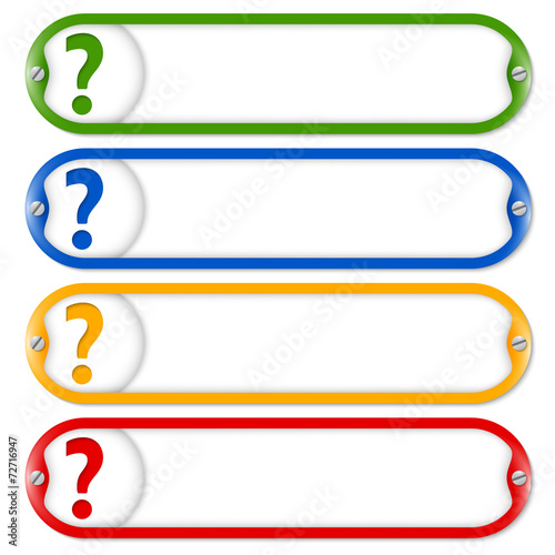 four frames for entering text with screws and question mark
