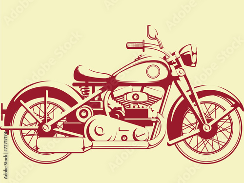Silhouette of Old Motorcycle - Profile View photo