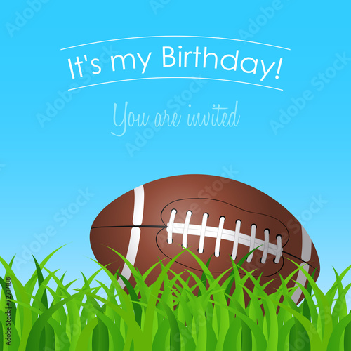 birthday card with a football on grass in a sunny day