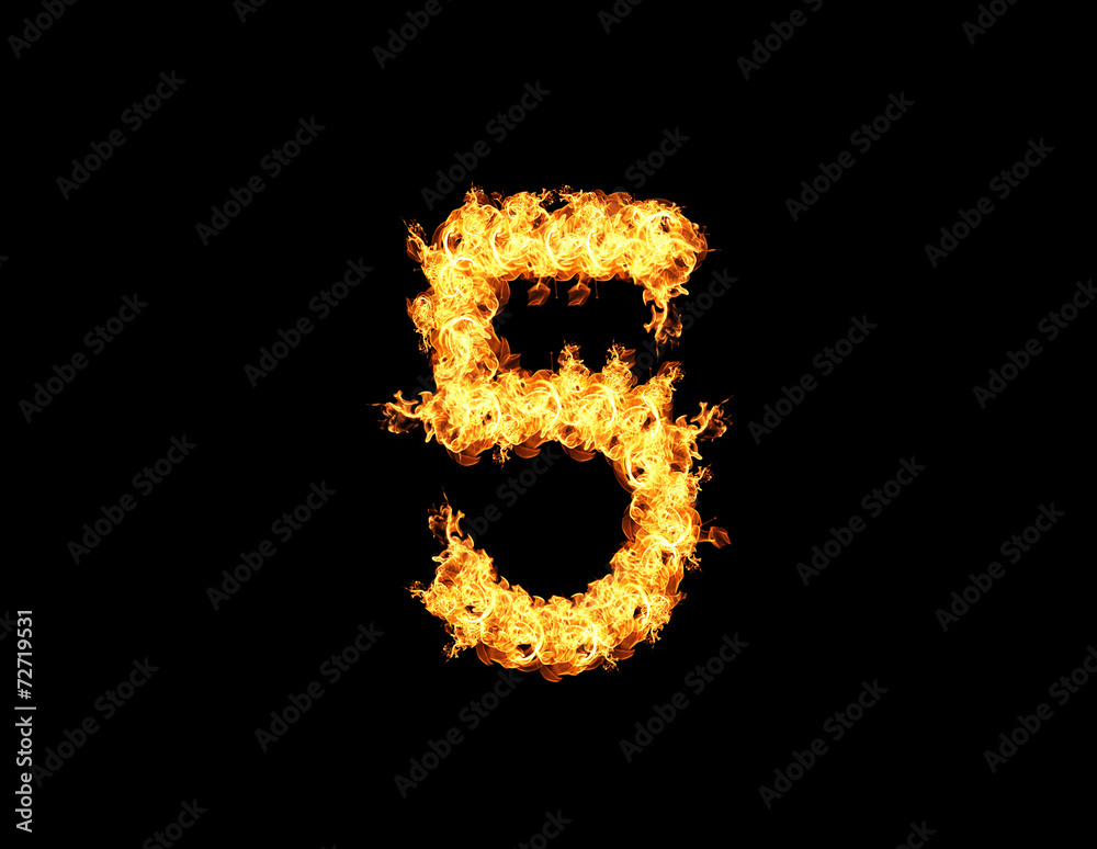 Abstract flame five numbers