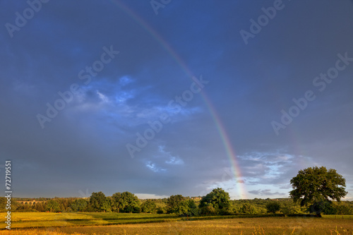 Rainbow over Auvergne landscape
