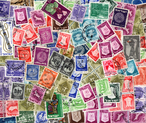 Background of Israeli postage stamps