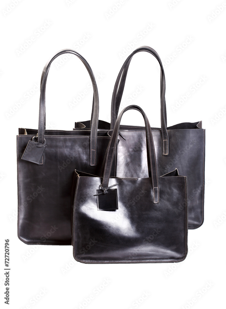Three luxury carry bag black color isolated on white Three luxury carry bag black color isolated on white
