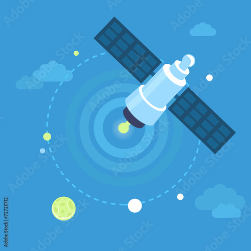 Vector satellite concept in flat style