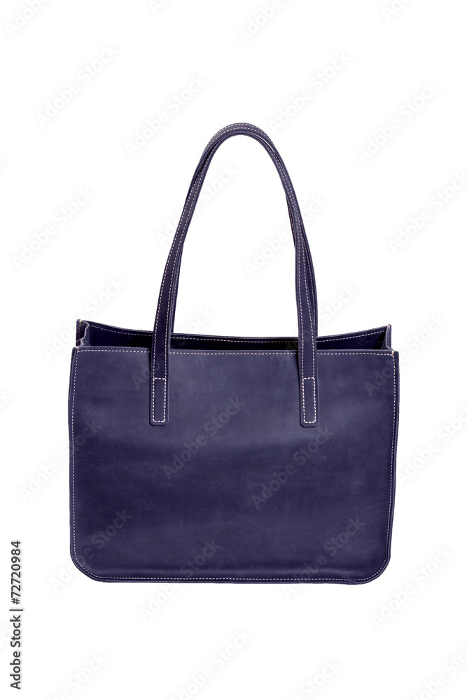 Blue luxury leather bag isolated on white background Blue luxury leather bag isolated on white background