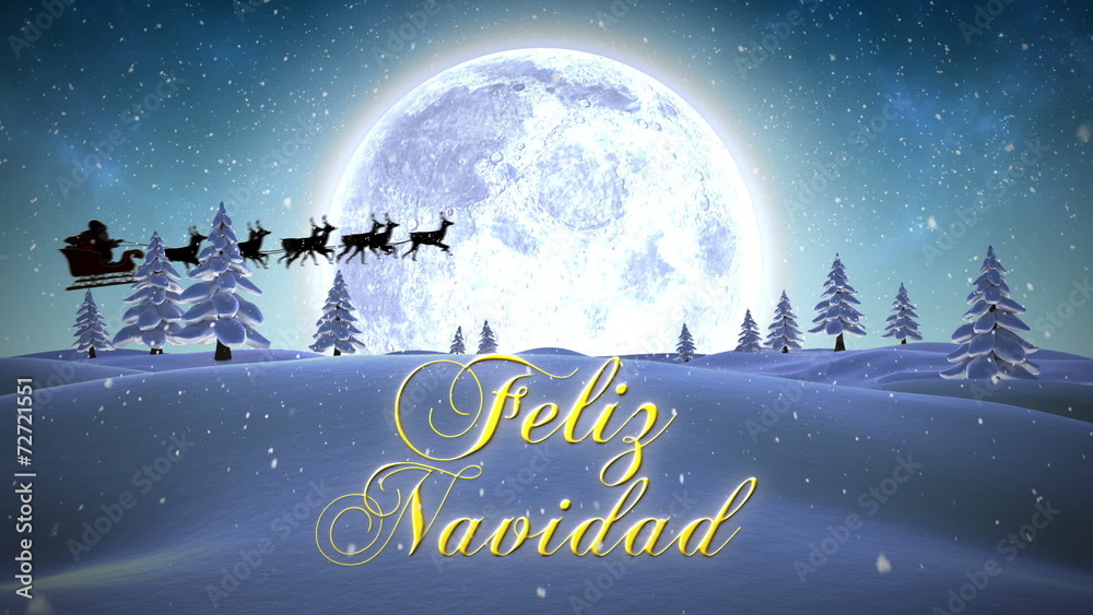 Feliz navidad message with flying santa