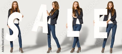 Young woman with sale letters #72721510