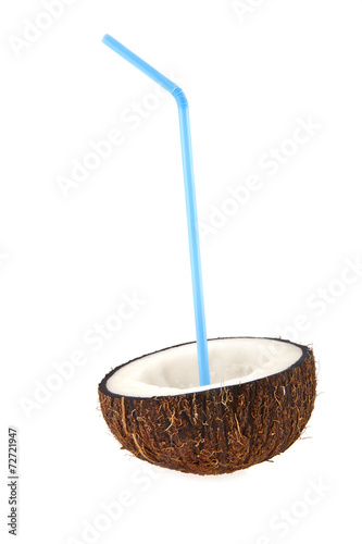 coconut with a straw