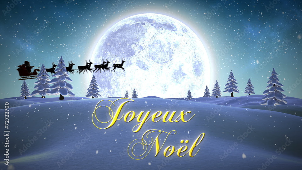 Joyeux noel message with flying santa