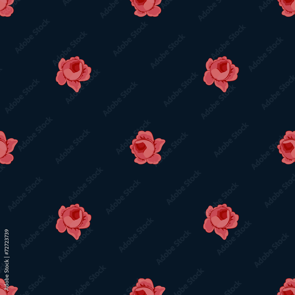 Floral background, red rose seamless pattern