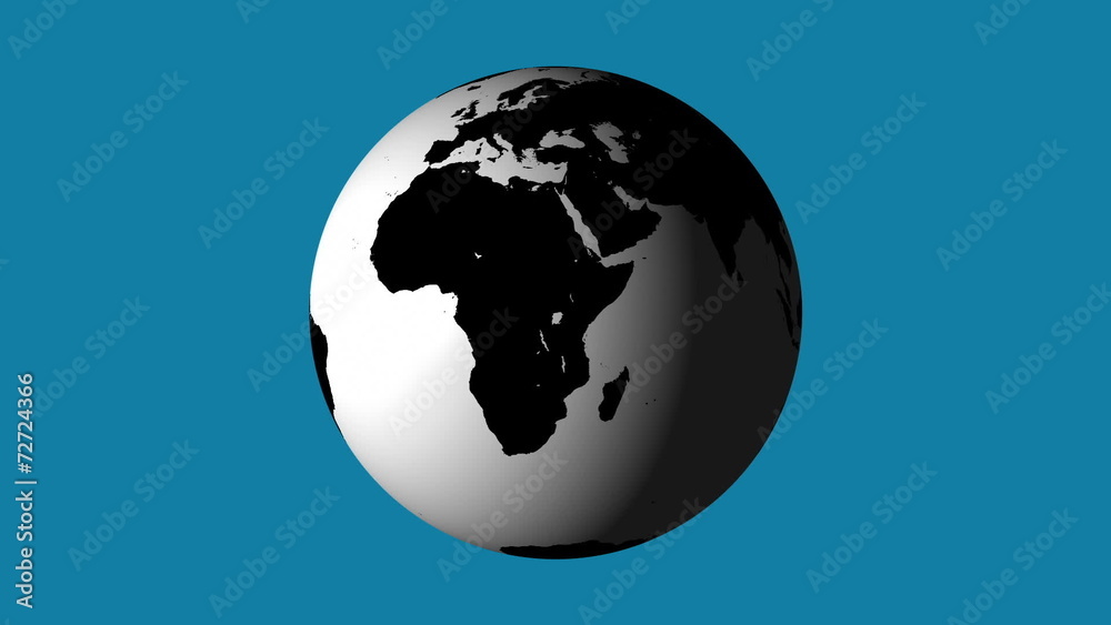 White earth spinning on blue background