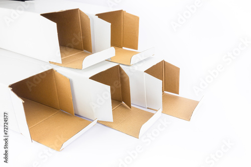 Several cardboard boxes as group together