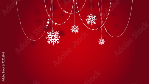 Red Christmas background with snowflkes, Video Animation, HD 108 photo