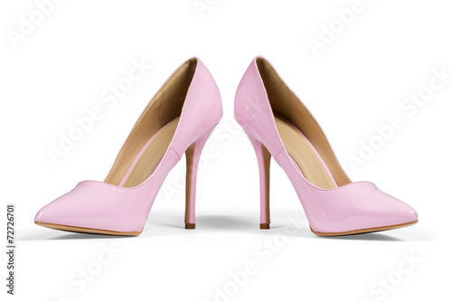 A pair of pink women's heel shoes isolated with clipping path