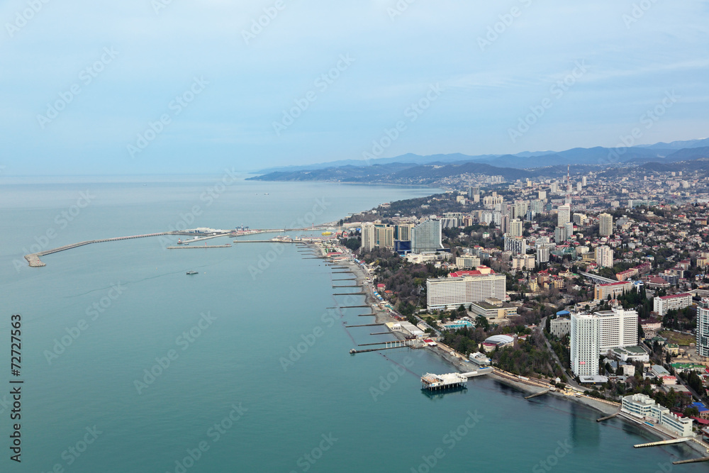 Sochi sea trade port, top view