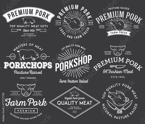 Premium pork meat white on black