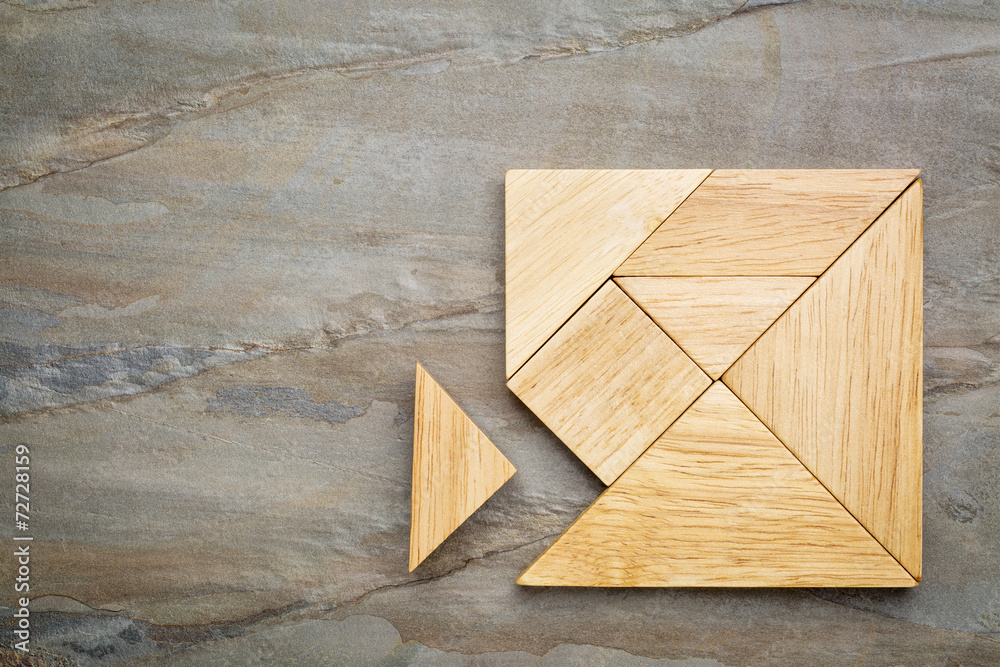 Obraz na plátně missing piece in tangram puzzle