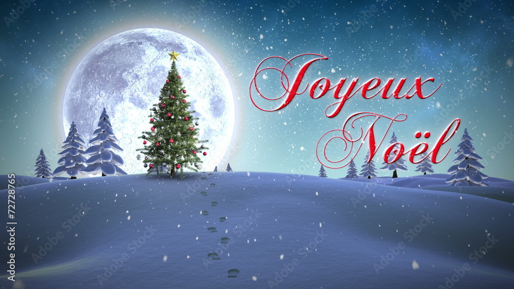 Christmas message appearing in snowy landscape