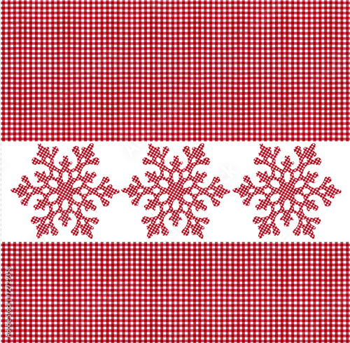 Rot Karierter Stoff mit Schneeflocke