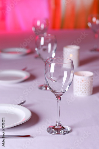 Table setting in restaurant