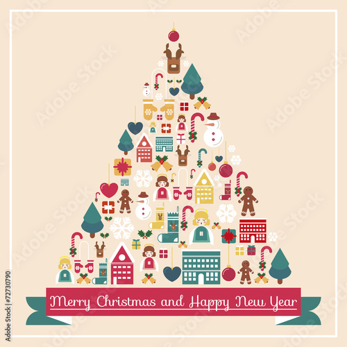 Christmas tree made of elements, vector illustration.