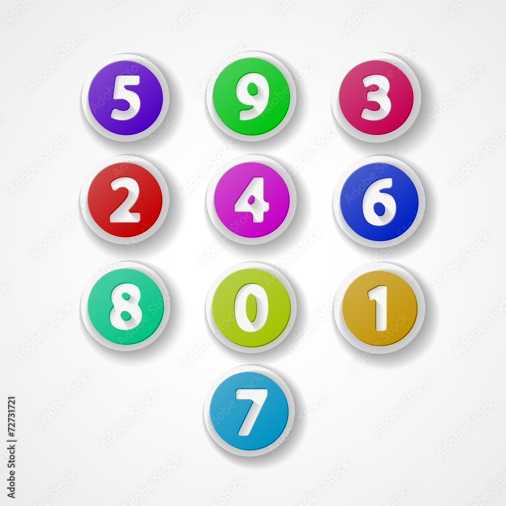 Numbers set, colorful web icon Numbers set, colorful web icon
