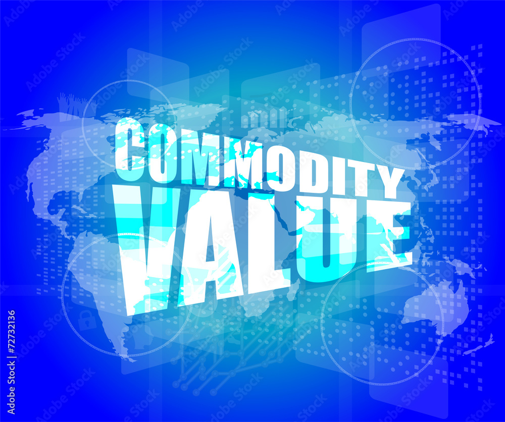 Management concept: commodity value words on digital screen