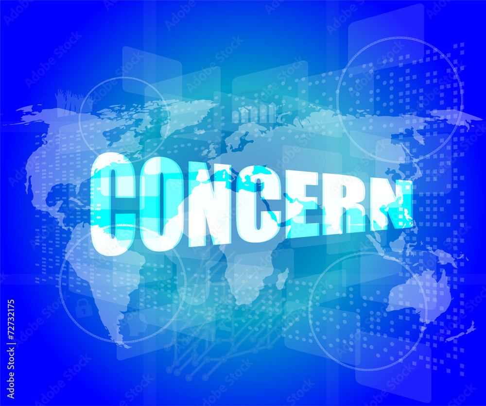 Management concept: concern words on digital screen