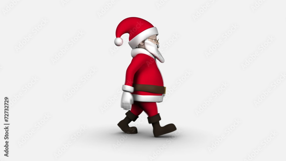 Cartoon Santa walking on white background Cartoon Santa walking on white background