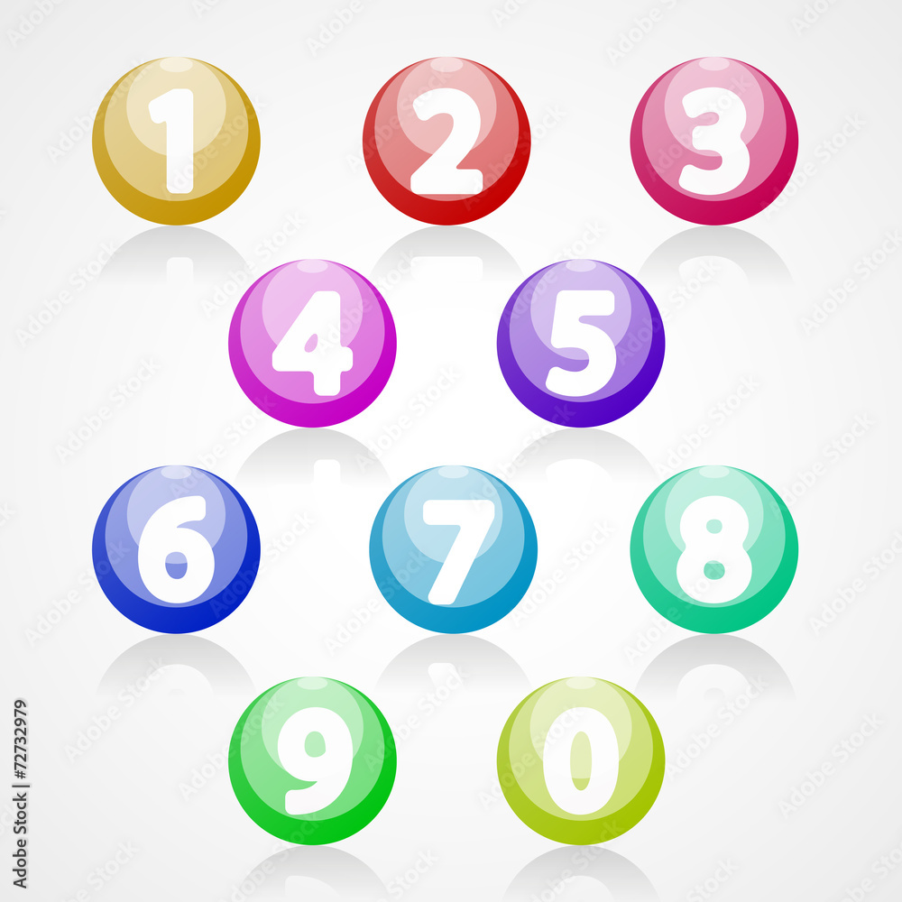 Numbers set, colorful web icon Numbers set, colorful web icon