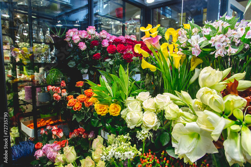 colorful flowers at flower market