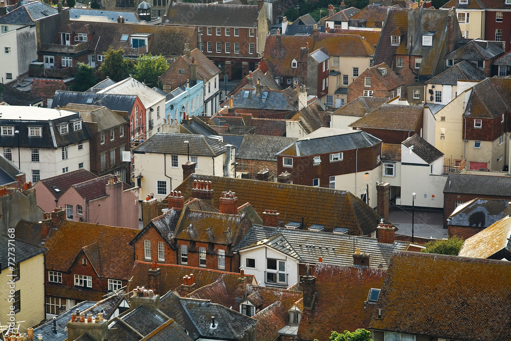View of Hastings from the East Hill, UK.