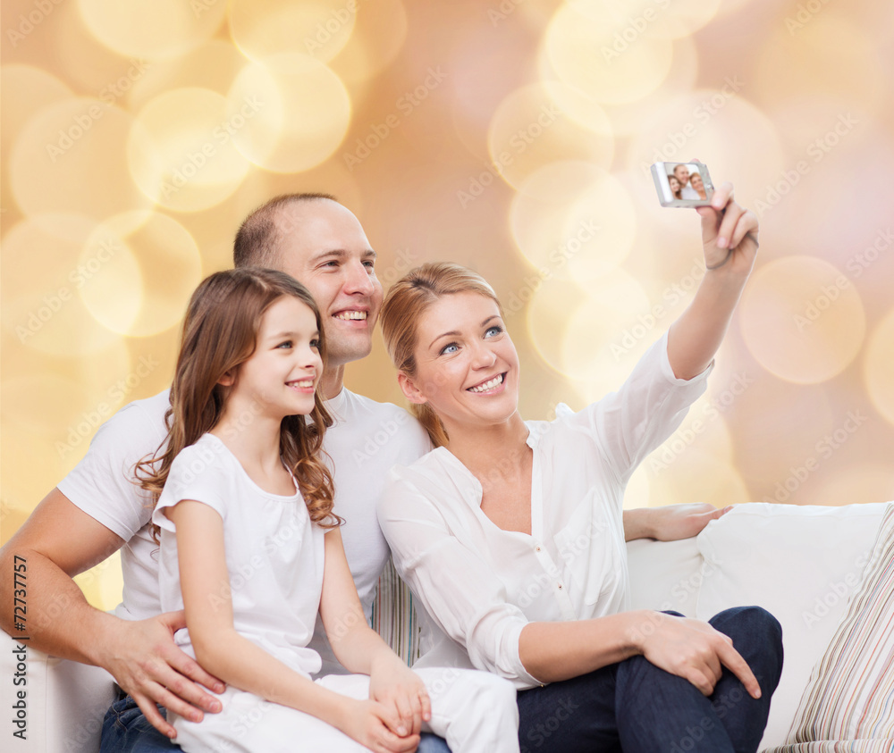 happy family with camera at home happy family with camera at home