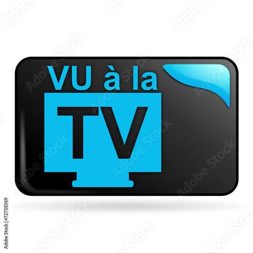vu à la télévision sur bouton web rectangle bleu