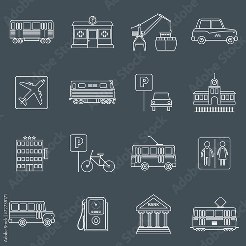 City infrastructure icons outline