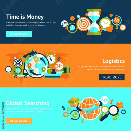 Logistic flat banner set
