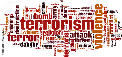Terrorism word cloud concept. Vector illustration
