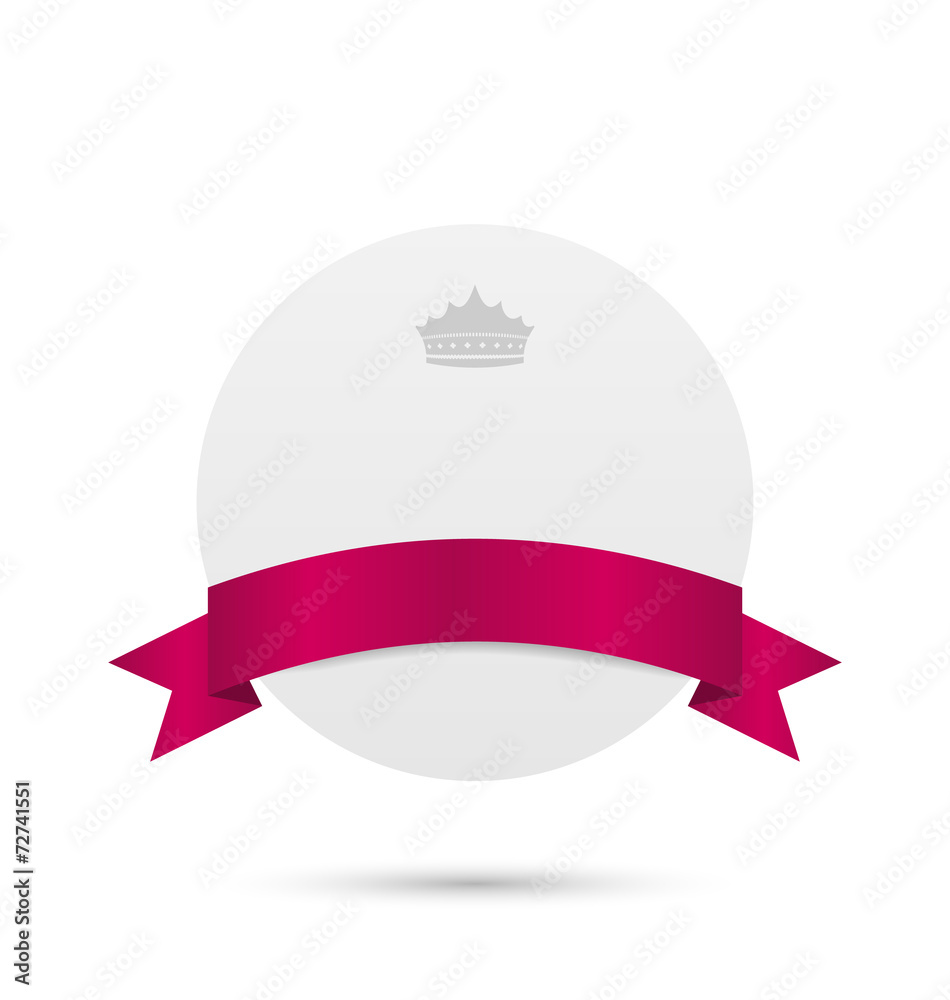 Greeting card with pink ribbon and crown Greeting card with pink ribbon and crown